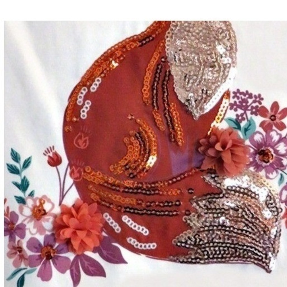Haute Hippie Girls 2Pc Outfit‎ Set Girls XS 4 Fox Sequin Floral Top & Pants NWT - Picture 6 of 7